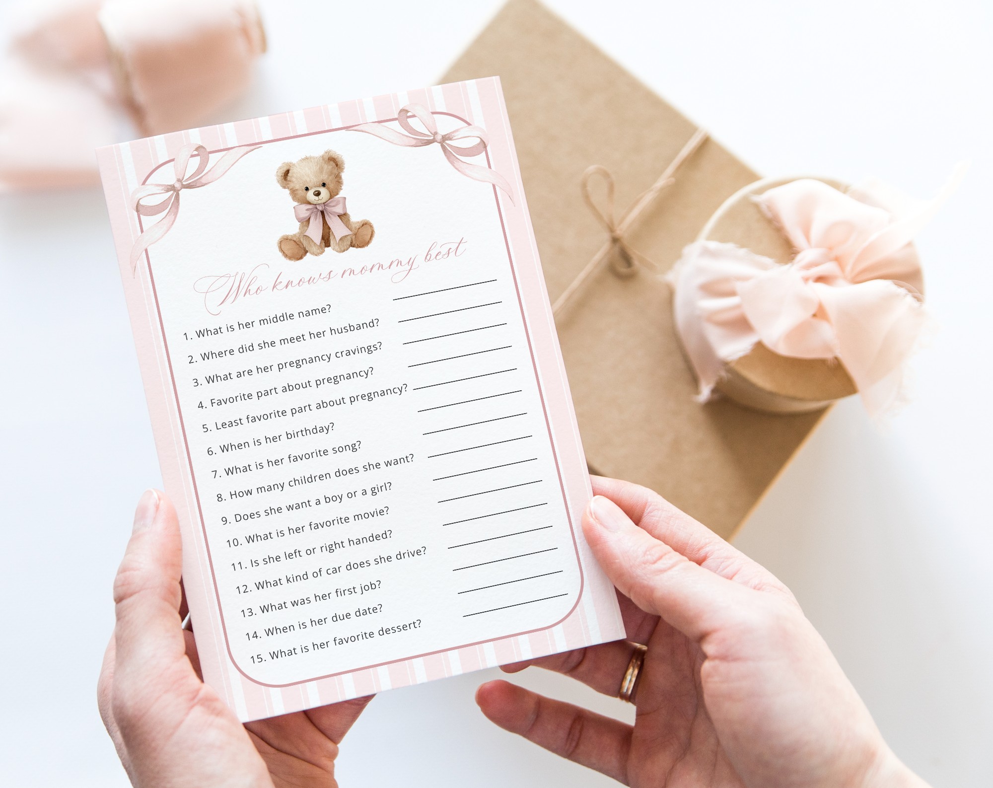 Bear and Pink Stripes Baby Shower Games, Set of 3 Games, Girl Baby Shower, Printable File, Edit Yourself, SH227 Bear and Pink Stripes Baby Shower Games, Set of 3 Games, Girl Baby Shower, Printable File, Edit Yourself, SH227