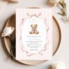 Bear and Pink Stripes Baby Shower Invitation, Girl Baby Shower, Printable File, Edit Yourself, SH227 Bear and Pink Stripes Baby Shower Invitation, Girl Baby Shower, Printable File, Edit Yourself, SH227