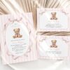 Bear and Pink Stripes Baby Shower Invitation Suite, Girl Baby Shower, Printable File, Edit Yourself, SH227 Bear and Pink Stripes Baby Shower Invitation Suite, Girl Baby Shower, Printable File, Edit Yourself, SH227