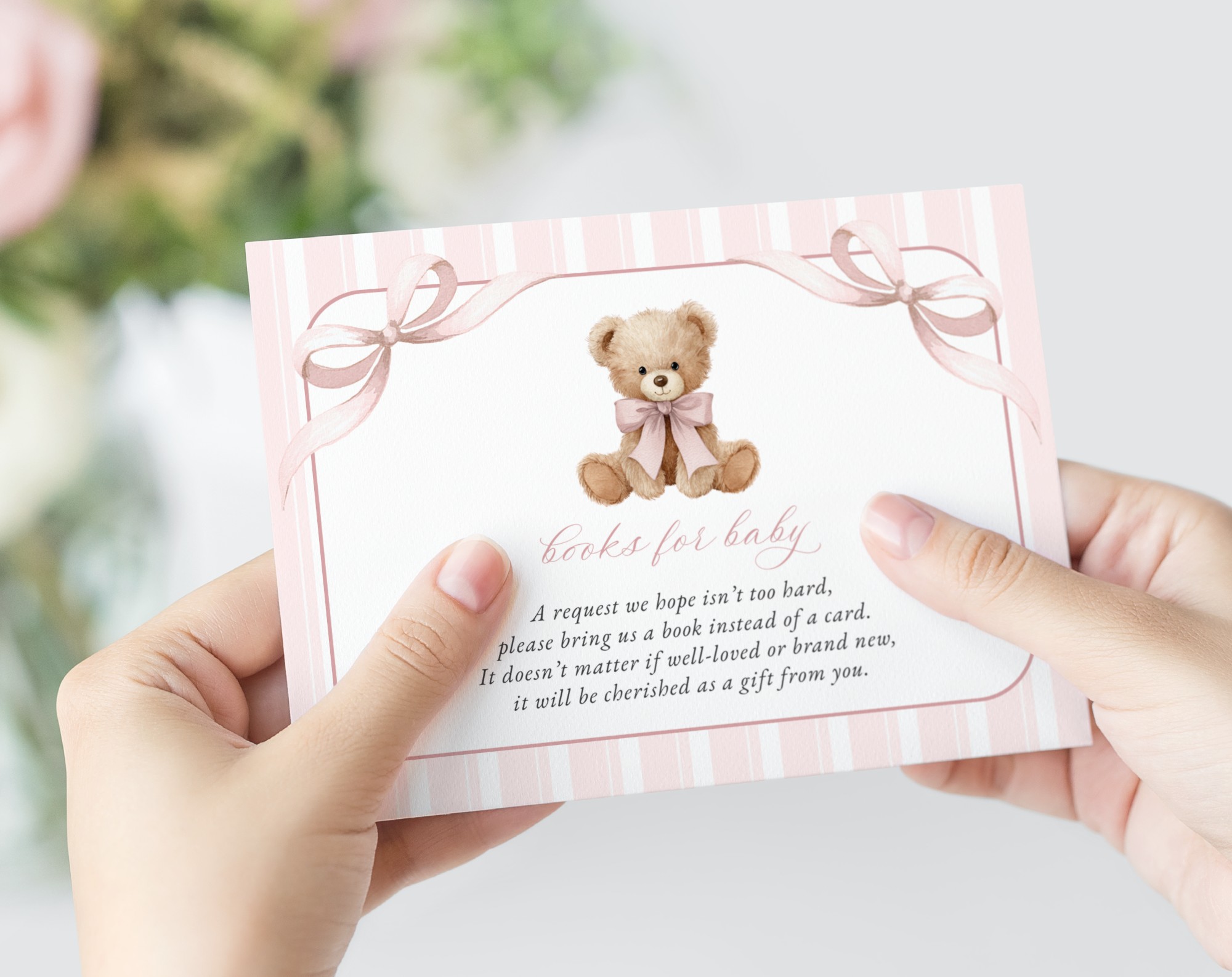Bear and Pink Stripes Baby Shower Invitation Suite, Girl Baby Shower, Printable File, Edit Yourself, SH227 Bear and Pink Stripes Baby Shower Invitation Suite, Girl Baby Shower, Printable File, Edit Yourself, SH227