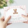 Bear and Pink Stripes Thank You Card, Girl Baby Shower, Printable File, Edit Yourself, SH227 Bear and Pink Stripes Thank You Card, Girl Baby Shower, Printable File, Edit Yourself, SH227