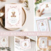 Bear and Pink Stripes First Birthday Mini Bundle, Girl Birthday, Printable File, Edit Yourself, SH228 Bear and Pink Stripes First Birthday Mini Bundle, Girl Birthday, Printable File, Edit Yourself, SH228
