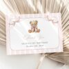 Bear and Pink Stripes Thank You Card, First Birthday, Girl Birthday, Printable File, Edit Yourself, SH228 Bear and Pink Stripes Thank You Card, First Birthday, Girl Birthday, Printable File, Edit Yourself, SH228