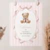 Bear and Pink Stripes Welcome Sign, First Birthday, Girl Birthday, Printable File, Edit Yourself, SH228