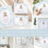 Bear and Blue Stripes Baby Shower Mini Bundle, Boy Baby Shower, Printable File, Edit Yourself, SH229