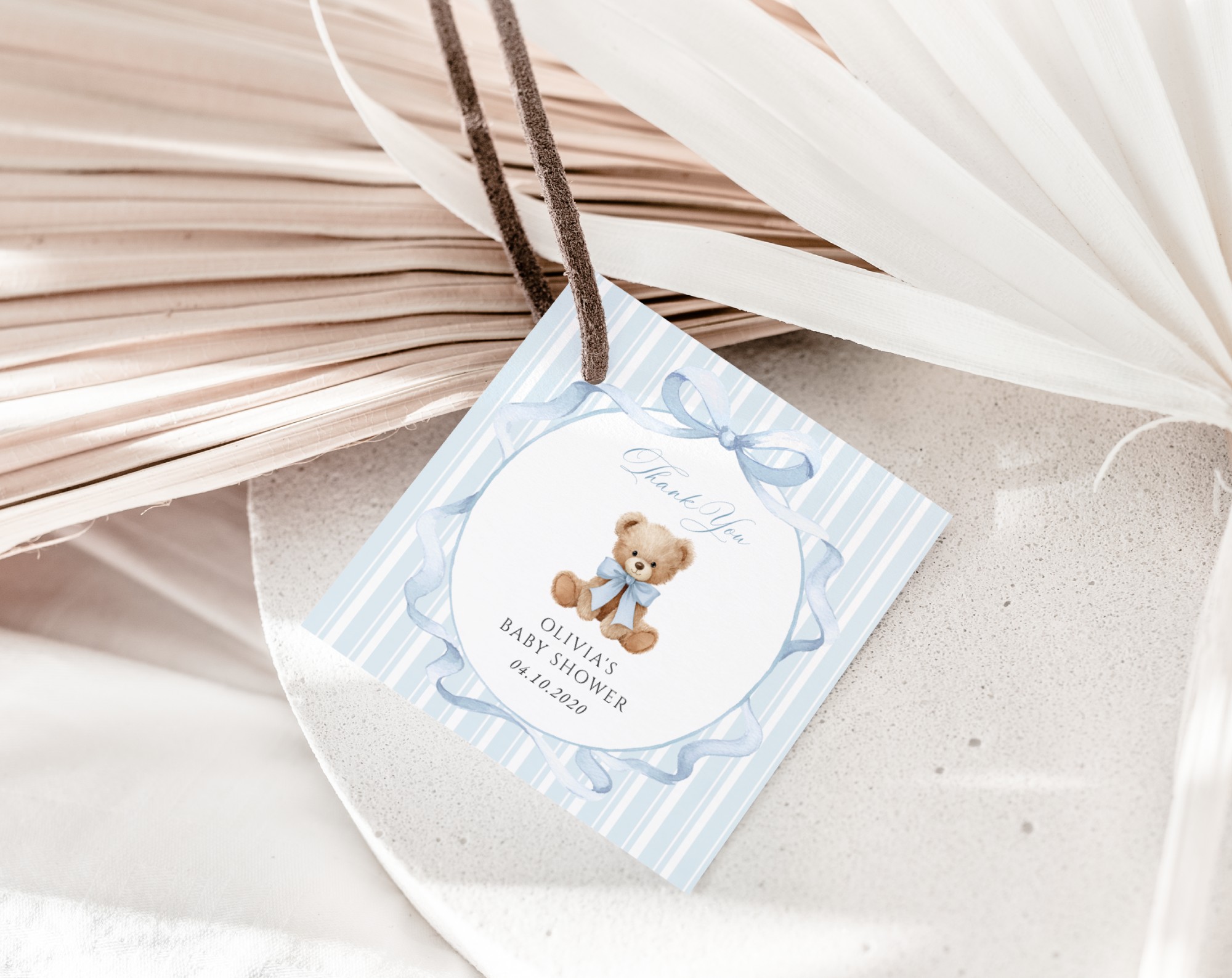 Bear and Blue Stripes Favor Tags, Gift Tags, Boy Baby Shower, Printable File, Edit Yourself, SH229 Bear and Blue Stripes Favor Tags, Gift Tags, Boy Baby Shower, Printable File, Edit Yourself, SH229