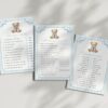 Bear and Blue Stripes Baby Shower Games, Set of 3 Games, Boy Baby Shower, Printable File, Edit Yourself, SH229