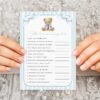 Bear and Blue Stripes Baby Shower Games, Set of 3 Games, Boy Baby Shower, Printable File, Edit Yourself, SH229