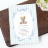 Bear and Blue Stripes Baby Shower Invitation, Boy Baby Shower, Printable File, Edit Yourself, SH229 Bear and Blue Stripes Baby Shower Invitation, Boy Baby Shower, Printable File, Edit Yourself, SH229