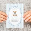 Bear and Blue Stripes Baby Shower Invitation, Boy Baby Shower, Printable File, Edit Yourself, SH229 Bear and Blue Stripes Baby Shower Invitation, Boy Baby Shower, Printable File, Edit Yourself, SH229