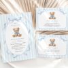Bear and Blue Stripes Baby Shower Invitation Suite, Boy Baby Shower, Printable File, Edit Yourself, SH229
