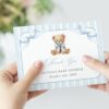 Bear and Blue Stripes Thank You Card, Boy Baby Shower, Printable File, Edit Yourself, SH229