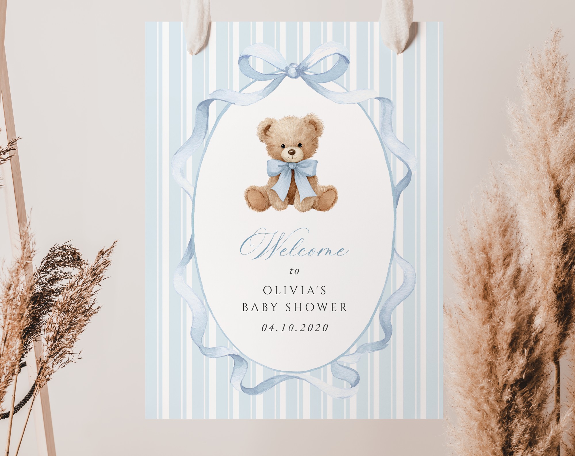 Bear and Blue Stripes Welcome Sign, Baby Shower Sign, Boy Baby Shower, Printable File, Edit Yourself, SH229 Bear and Blue Stripes Welcome Sign, Baby Shower Sign, Boy Baby Shower, Printable File, Edit Yourself, SH229