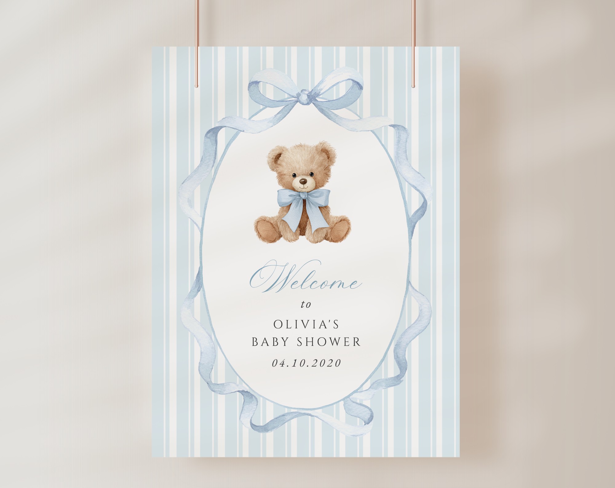 Bear and Blue Stripes Welcome Sign, Baby Shower Sign, Boy Baby Shower, Printable File, Edit Yourself, SH229 Bear and Blue Stripes Welcome Sign, Baby Shower Sign, Boy Baby Shower, Printable File, Edit Yourself, SH229