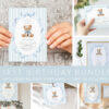 Bear and Blue Stripes First Birthday Mini Bundle, Boy Birthday, Printable File, Edit Yourself, SH230