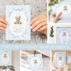 Bear and Blue Stripes First Birthday Mini Bundle, Boy Birthday, Printable File, Edit Yourself, SH230 Bear and Blue Stripes First Birthday Mini Bundle, Boy Birthday, Printable File, Edit Yourself, SH230