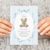 Bear and Blue Stripes First Birthday Invitation, Birthday Stationery, Boy Birthday, Printable File, Edit Yourself, SH230 Bear and Blue Stripes First Birthday Invitation, Birthday Stationery, Boy Birthday, Printable File, Edit Yourself, SH230