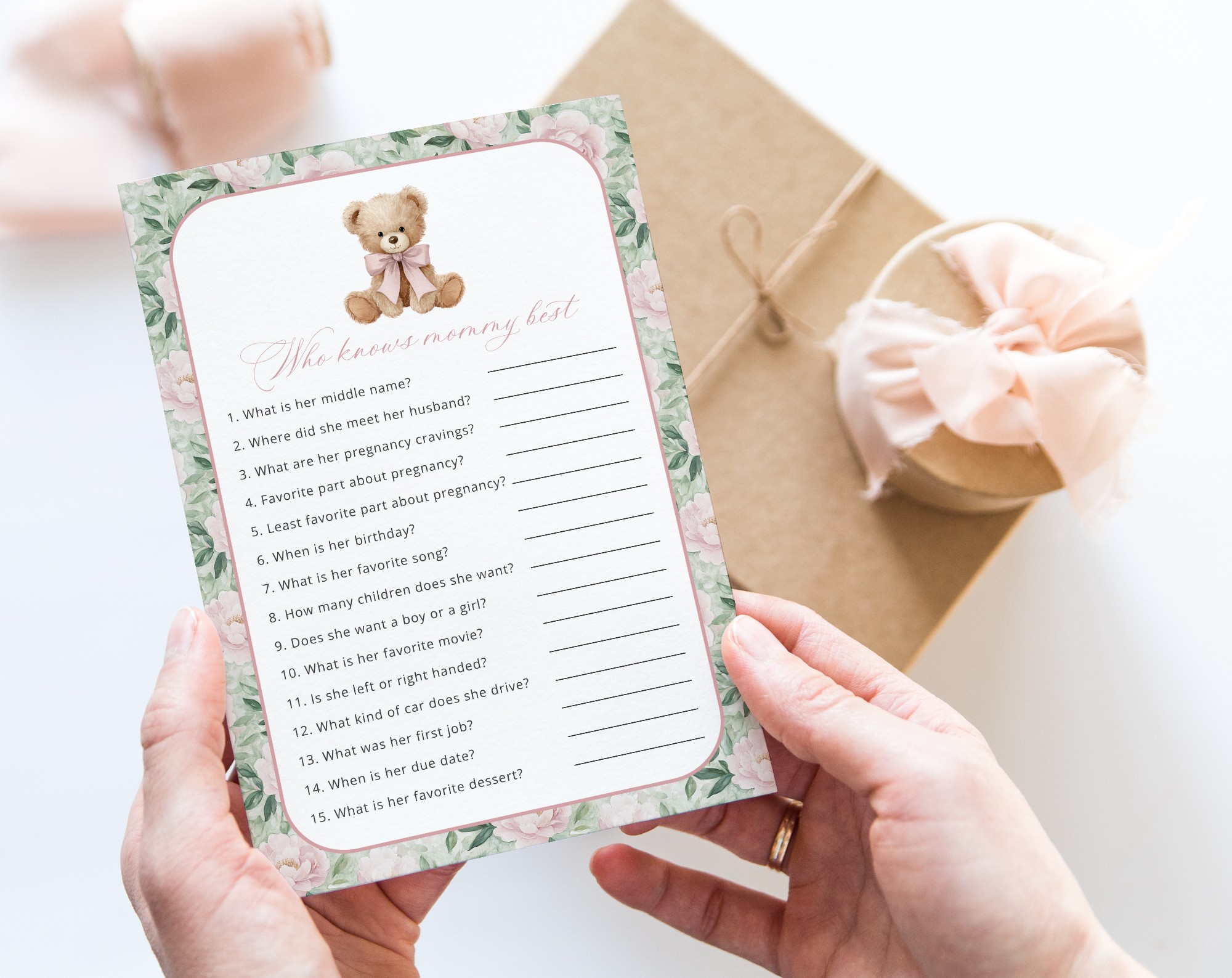 Teddy Bear and Pink Flowers Baby Shower Games, Set of 3 Games, Girl Baby Shower, Printable File, Edit Yourself, SH231 Teddy Bear and Pink Flowers Baby Shower Games, Set of 3 Games, Girl Baby Shower, Printable File, Edit Yourself, SH231