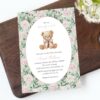 Teddy Bear and Pink Flowers Baby Shower Invitation, Girl Baby Shower, Printable File, Edit Yourself, SH231