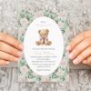 Teddy Bear and Pink Flowers Baby Shower Invitation, Girl Baby Shower, Printable File, Edit Yourself, SH231