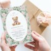 Teddy Bear and Pink Flowers Baby Shower Invitation, Girl Baby Shower, Printable File, Edit Yourself, SH231