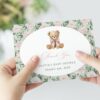 Teddy Bear and Pink Flowers Thank You Card, Girl Baby Shower, Printable File, Edit Yourself, SH231