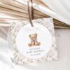 Cute Bear and Pink Flowers Favor Tags, Gift Tags, Girl Baby Shower, Printable File, Edit Yourself, SH233