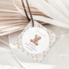 Cute Bear and Pink Flowers Favor Tags, Gift Tags, Girl Baby Shower, Printable File, Edit Yourself, SH233