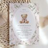 Cute Bear and Pink Flowers Baby Shower Invitation, Girl Baby Shower, Printable File, Edit Yourself, SH233