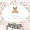 Cute Bear and Pink Flowers Welcome Sign, Baby Shower Sign, Girl Baby Shower, Printable File, Edit Yourself, SH233 Cute Bear and Pink Flowers Welcome Sign, Baby Shower Sign, Girl Baby Shower, Printable File, Edit Yourself, SH233