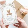 Cute Bear and Pink Flowers First Birthday Invitation, Birthday Stationery, Girl Birthday, Printable File, Edit Yourself, SH234 Cute Bear and Pink Flowers First Birthday Invitation, Birthday Stationery, Girl Birthday, Printable File, Edit Yourself, SH234