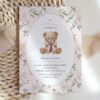 Cute Bear and Pink Flowers First Birthday Invitation, Birthday Stationery, Girl Birthday, Printable File, Edit Yourself, SH234 Cute Bear and Pink Flowers First Birthday Invitation, Birthday Stationery, Girl Birthday, Printable File, Edit Yourself, SH234