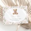 Cute Bear and Pink Flowers Thank You Card, First Birthday, Girl Birthday, Printable File, Edit Yourself, SH234