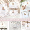 Baby Bear and Pink Flowers Baby Shower Mini Bundle, Girl Baby Shower, Printable File, Edit Yourself, SH235 Baby Bear and Pink Flowers Baby Shower Mini Bundle, Girl Baby Shower, Printable File, Edit Yourself, SH235