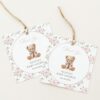 Baby Bear and Pink Flowers Favor Tags, Gift Tags, Girl Baby Shower, Printable File, Edit Yourself, SH235