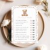 Baby Bear and Pink Flowers Baby Shower Games, Set of 3 Games, Girl Baby Shower, Printable File, Edit Yourself, SH235