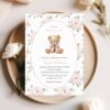 Baby Bear and Pink Flowers Baby Shower Invitation, Girl Baby Shower, Printable File, Edit Yourself, SH235