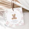 Baby Bear and Pink Flowers Favor Tags, First Birthday, Girl Birthday, Printable File, Edit Yourself, SH236 Baby Bear and Pink Flowers Favor Tags, First Birthday, Girl Birthday, Printable File, Edit Yourself, SH236