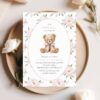 Baby Bear and Pink Flowers First Birthday Invitation, Birthday Stationery, Girl Birthday, Printable File, Edit Yourself, SH236 Baby Bear and Pink Flowers First Birthday Invitation, Birthday Stationery, Girl Birthday, Printable File, Edit Yourself, SH236