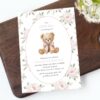 Baby Bear and Pink Flowers First Birthday Invitation, Birthday Stationery, Girl Birthday, Printable File, Edit Yourself, SH236 Baby Bear and Pink Flowers First Birthday Invitation, Birthday Stationery, Girl Birthday, Printable File, Edit Yourself, SH236