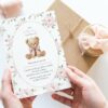 Baby Bear and Pink Flowers First Birthday Invitation, Birthday Stationery, Girl Birthday, Printable File, Edit Yourself, SH236 Baby Bear and Pink Flowers First Birthday Invitation, Birthday Stationery, Girl Birthday, Printable File, Edit Yourself, SH236