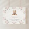 Baby Bear and Pink Flowers Welcome Sign, First Birthday, Girl Birthday, Printable File, Edit Yourself, SH236
