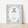 Teddy Bear and Blue Flowers Custom Sign, Printable File, Edit Yourself, SH237 SH238