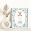 Teddy Bear and Blue Flowers Custom Sign, Printable File, Edit Yourself, SH237 SH238