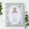 Teddy Bear and Blue Flowers Custom Sign, Printable File, Edit Yourself, SH237 SH238 Teddy Bear and Blue Flowers Custom Sign, Printable File, Edit Yourself, SH237 SH238