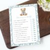 Teddy Bear and Blue Flowers Baby Shower Games, Set of 3 Games, Boy Baby Shower, Printable File, Edit Yourself, SH237