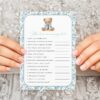 Teddy Bear and Blue Flowers Baby Shower Games, Set of 3 Games, Boy Baby Shower, Printable File, Edit Yourself, SH237