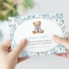 Teddy Bear and Blue Flowers Baby Shower Invitation Suite, Boy Baby Shower, Printable File, Edit Yourself, SH237