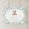 Teddy Bear and Blue Flowers Welcome Sign, First Birthday, Boy Birthday, Printable File, Edit Yourself, SH238
