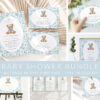 Cute Bear and Blue Flowers Baby Shower Mini Bundle, Boy Baby Shower, Printable File, Edit Yourself, SH239 Cute Bear and Blue Flowers Baby Shower Mini Bundle, Boy Baby Shower, Printable File, Edit Yourself, SH239